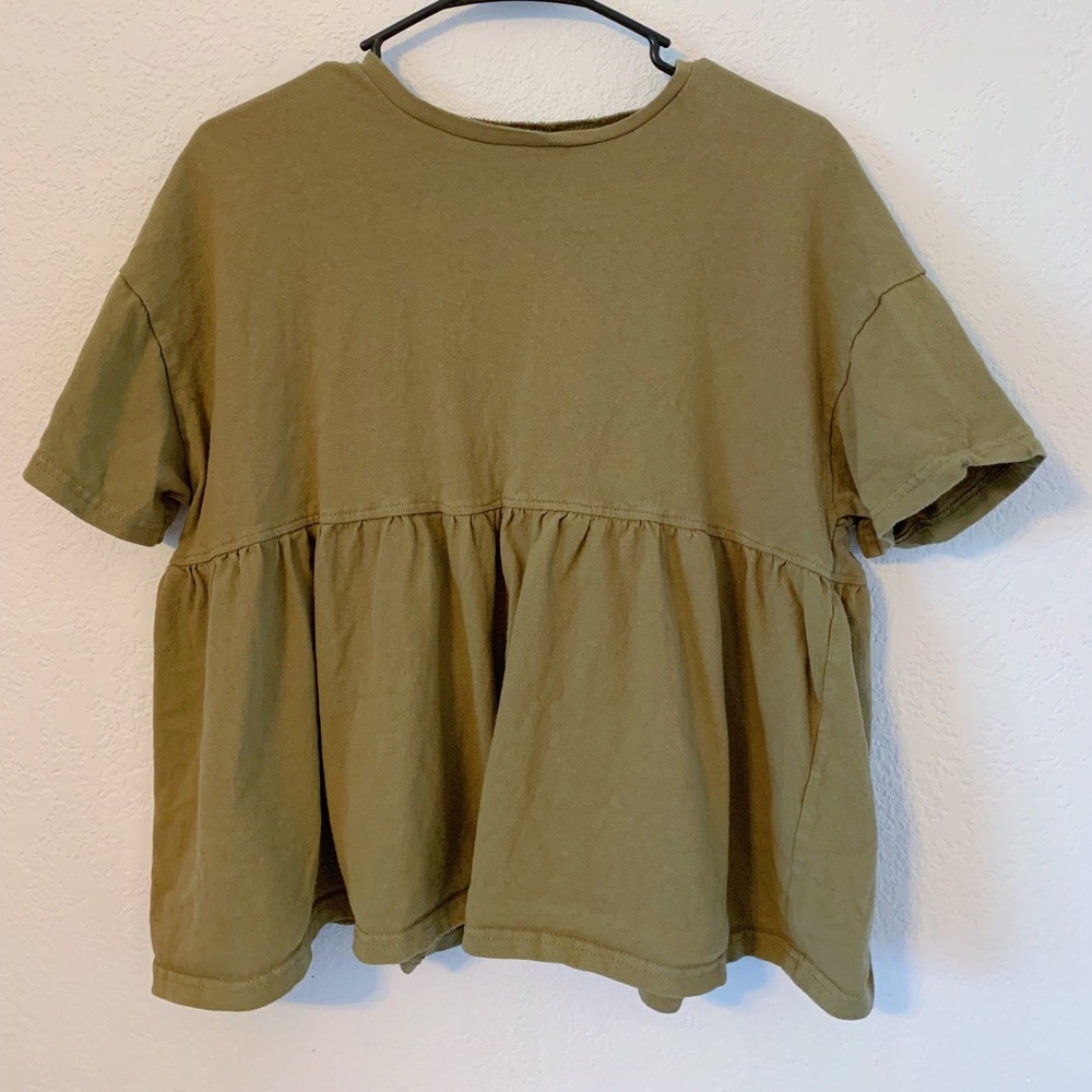 ROMWE Olive Babydoll Crop Top